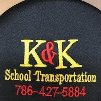 K&K School Transportation embroidered logo with phone number.
